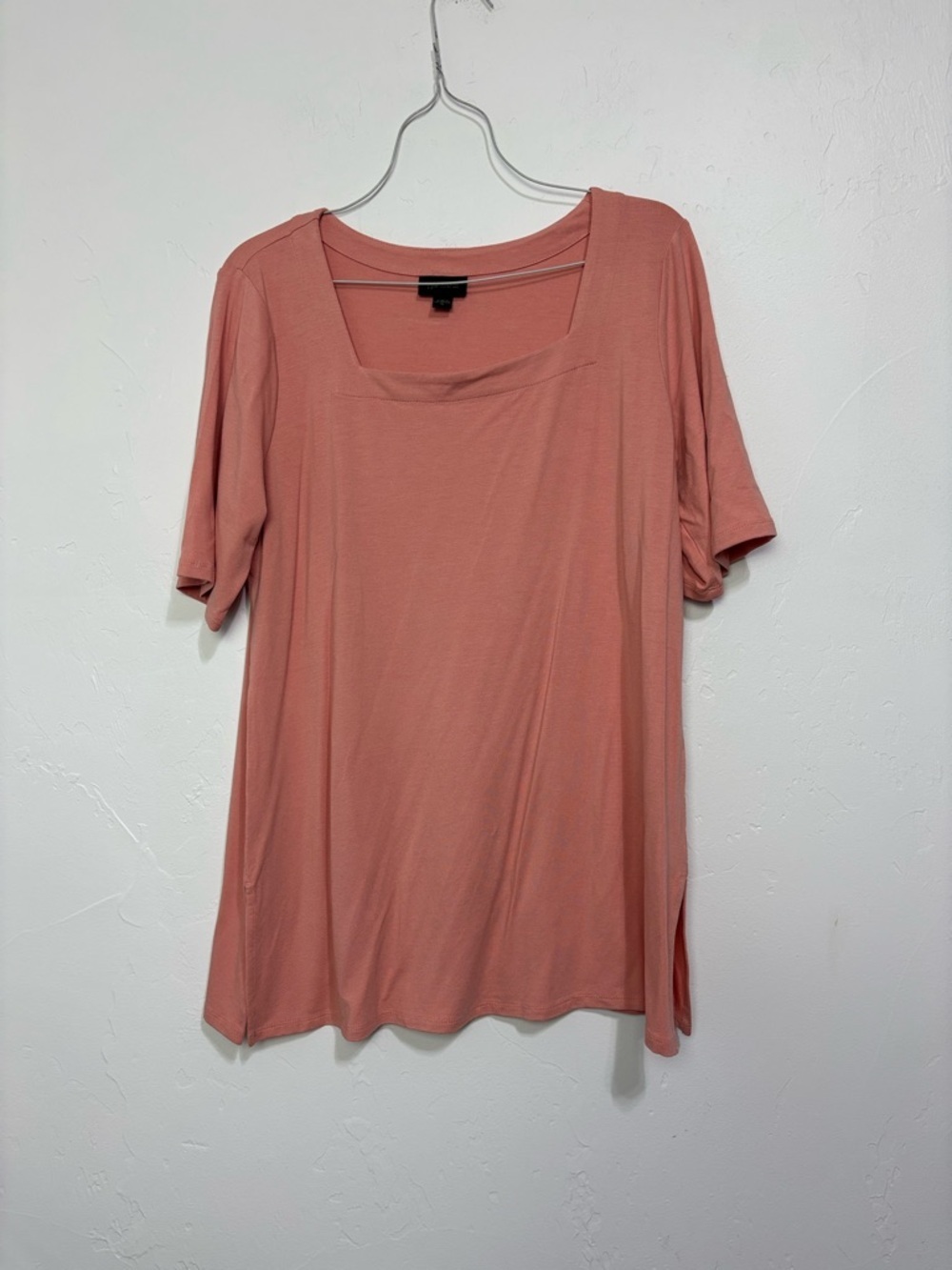 J.Jill Wearever Women's Medium Square Neck Blouse Shirt Coral Pink